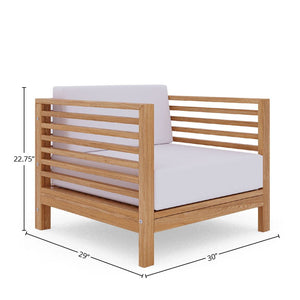 Sylvie 5-Piece Teak Outdoor Patio Deep Seating Set with Subrella White Cushions Outdoor deep seating