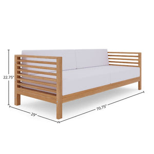 Sylvie 5-Piece Teak Outdoor Patio Deep Seating Set with Subrella White Cushions Outdoor deep seating
