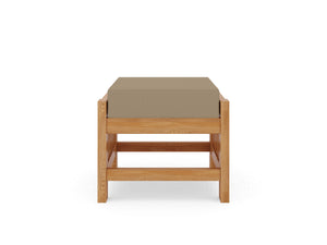 Sylvie Teak Outdoor Ottoman with Sunbrella Fawn Cushion Ottoman
