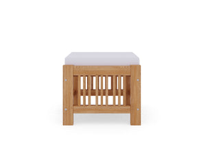 Sylvie Teak Outdoor Ottoman with Sunbrella White Cushion Ottoman