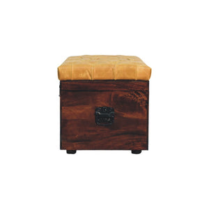 Tan Leather Storage Trunk Bench Bench