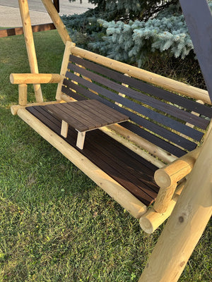 ThermaFusion Cedar Log Tete-A-Tete Yard Swing Lounge Chair