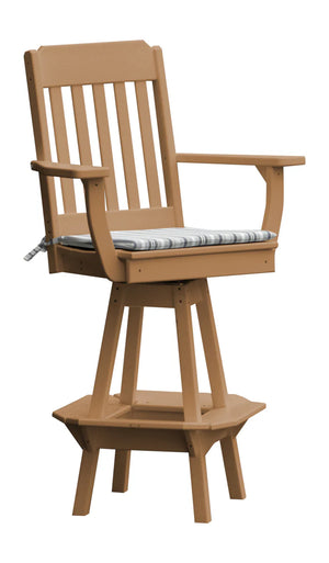 Traditional Swivel Counter Chair with Arms Outdoor Table Cedar Stain