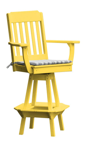 Traditional Swivel Counter Chair with Arms Outdoor Table Lemon Yellow