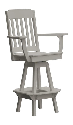 Traditional Swivel Counter Chair with Arms Outdoor Table Light Gray