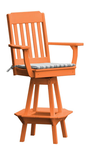 Traditional Swivel Counter Chair with Arms Outdoor Table Orange