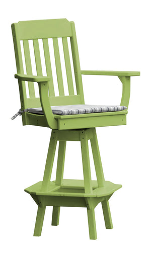 Traditional Swivel Counter Chair with Arms Outdoor Table Tropical Lime