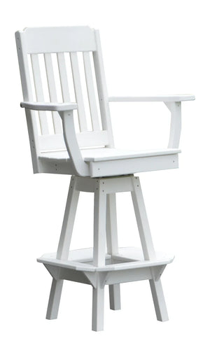 Traditional Swivel Counter Chair with Arms Outdoor Table White Paint