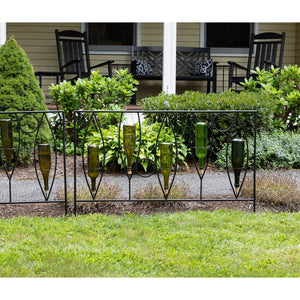 Vinifera Fence Sections – Pack of 2 - Elegant Wine Bottle Garden Border Fence Section