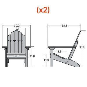 2 Classic Westport Adirondack Chairs Adirondack Chair