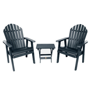 2 Hamilton Deck Chairs with 1 Folding Side Table Conversation Set Federal Blue