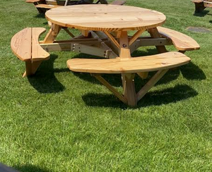 56 in. Round Picnic Table Set Picnic Table / round wooden picnic table