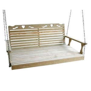 60" Treated Pine Crossback w/Hearts Swingbed