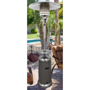 87" Tall Outdoor Patio Heater with Metal Table in Stainless Steel Patio Heater