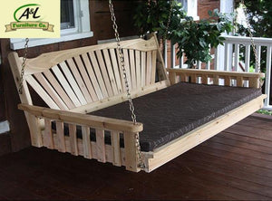 A & L Furniture Fanback Red Cedar Swing Bed Swing Beds 4ft / Unfinished / No