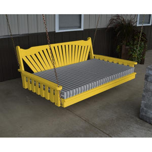 A & L Furniture Fanback Yellow Pine Swing Bed Swing Beds 4ft / Unfinished / No