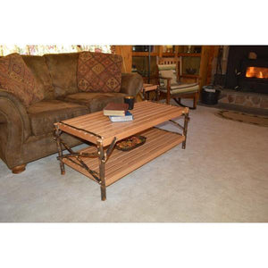 A & L Furniture Hickory Coffee Table with Shelf Table Rustic Hickory