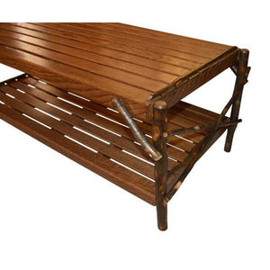 A & L Furniture Hickory Coffee Table with Shelf Table Rustic Hickory