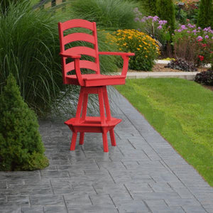 A & L Furniture Ladderback Swivel Bar Chair w/ Arms Outdoor Chairs Aruba Blue