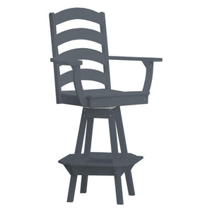 A & L Furniture Ladderback Swivel Bar Chair w/ Arms Outdoor Chairs Aruba Blue