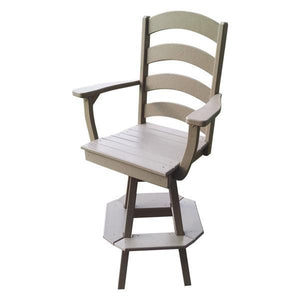 A & L Furniture Ladderback Swivel Bar Chair w/ Arms Outdoor Chairs Aruba Blue