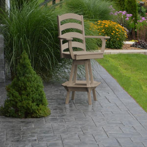 A & L Furniture Ladderback Swivel Bar Chair w/ Arms Outdoor Chairs Aruba Blue