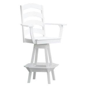 A & L Furniture Ladderback Swivel Bar Chair w/ Arms Outdoor Chairs Aruba Blue