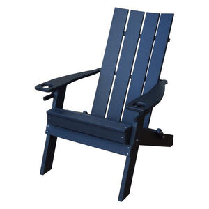 A & L Furniture Poly Hampton Folding Adirondack Chair w/2 Cupholders Adirondack Black