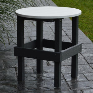 A & L Furniture Poly Round Side Table with White Top Side Table Aruba Blue