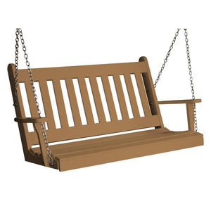 A & L Furniture Poly Traditional English Porch Swing Porch Swings 4ft / Cedar