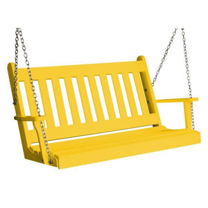 A & L Furniture Poly Traditional English Porch Swing Porch Swings 4ft / Lemon Yellow