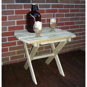 A & L Furniture Pressure Treated Pine Folding Oval End Table Table Unfinished