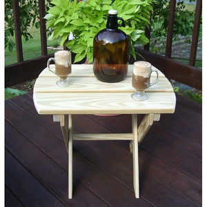A & L Furniture Pressure Treated Pine Folding Oval End Table Table Unfinished
