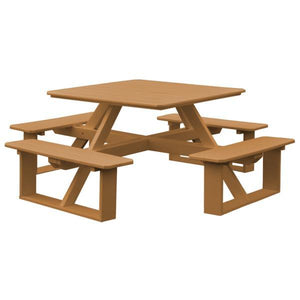 A & L Furniture Recycled Plastic 44 Inch Square Walk-In Table Picnic Table Cedar / No