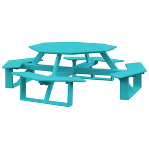 A & L Furniture Recycled Plastic 54 Inch Octagon Walk-In Table Picnic Table Aruba Blue / No