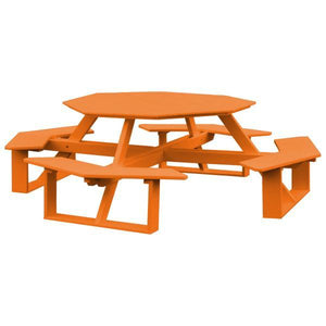 A & L Furniture Recycled Plastic 54 Inch Octagon Walk-In Table Picnic Table Orange / No