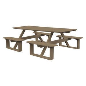 A & L Furniture Recycled Plastic 8 ft Walk-In Table Picnic Table Aruba Blue / No