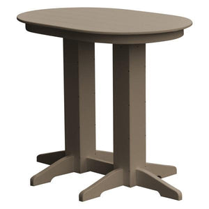 A & L Furniture Recycled Plastic Oval Bar Table Bar Table 4ft / Weathered Wood / No
