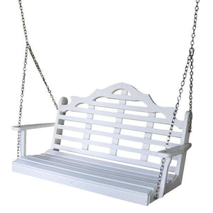 A & L Furniture Recycled Plastic Poly Marlboro Porch Swing Porch Swings 4ft / White