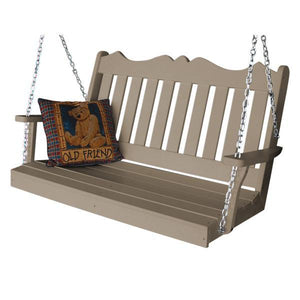 A & L Furniture Recycled Plastic Poly Royal English Porch Swing Porch Swings 4ft / Aruba Blue