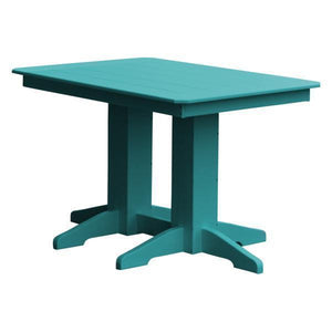 A & L Furniture Recycled Plastic Rectangular Dining Table Dining Table 4ft / Aruba Blue / No