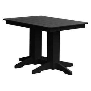 A & L Furniture Recycled Plastic Rectangular Dining Table Dining Table 4ft / Black / No