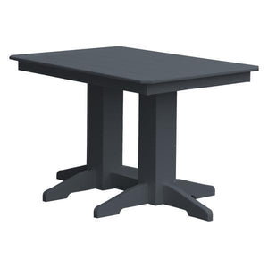 A & L Furniture Recycled Plastic Rectangular Dining Table Dining Table 4ft / Dark Gray / No
