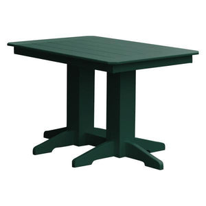 A & L Furniture Recycled Plastic Rectangular Dining Table Dining Table 4ft / Turf Green / No