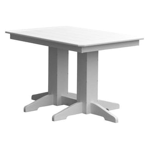 A & L Furniture Recycled Plastic Rectangular Dining Table Dining Table 4ft / White / No