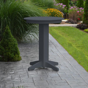 A & L Furniture Recycled Plastic Round Bar Table Bar Table 33" / Aruba Blue / No