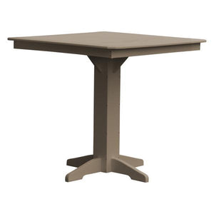 A & L Furniture Recycled Plastic Square Bar Table Bar Table 44" / Weathered Wood / No