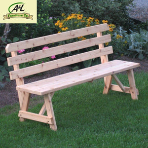 A & L Furniture Western Red Cedar Bench with Back Garden Benches 2ft / Unfinished
