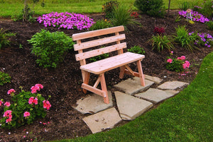 A & L Furniture Western Red Cedar Bench with Back Garden Benches 2ft / Unfinished