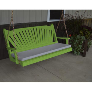A & L Furniture Yellow Pine 6ft Fan Back Style Porch Swing Porch Swings 6ft / No / Unfinished